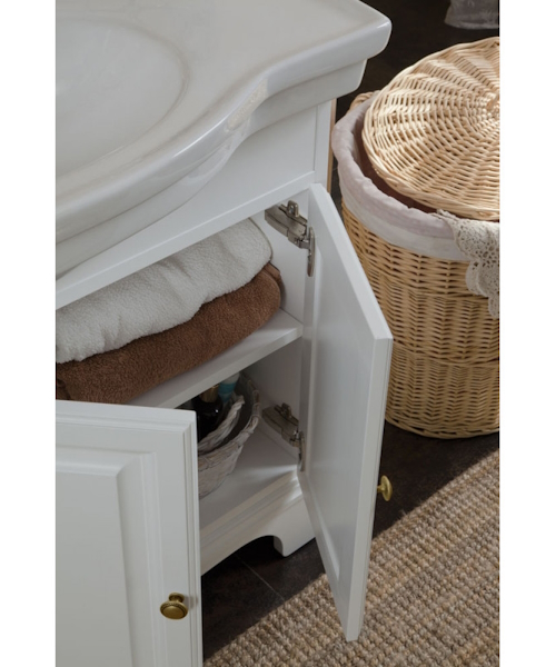 Тумба под раковину, цвет белый матовый, фурнитура бронза, La Beaute Michel BMI100LBO.BR (детальная фотография), по запросу index_1