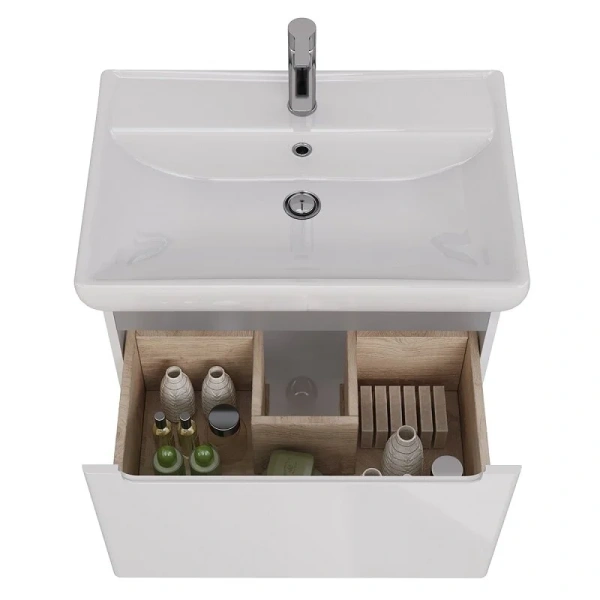 Тумба под раковину подвесная Lemark Buno Mini 70 см белый глянец LM05BM70T (детальная фотография), 70 см