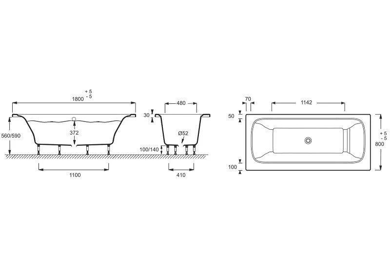 Ванна акриловая Jacob Delafon Elite 180x80 см правая E5BD247R-00 (детальная фотография), акриловые