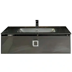 Тумба с раковиной напольная Boheme Lucido 770-080-GR 80 см глянцевый графит, высокие ножки