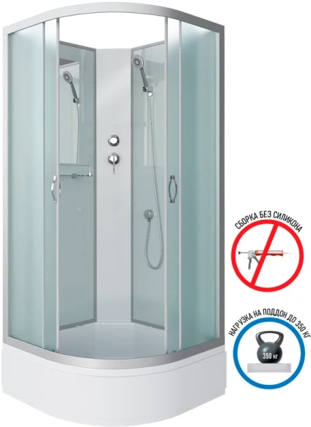 Душевая кабина Niagara Classic 100x100 см стекло матовое 33021424BK (детальная фотография), полукруглые, четверть круга