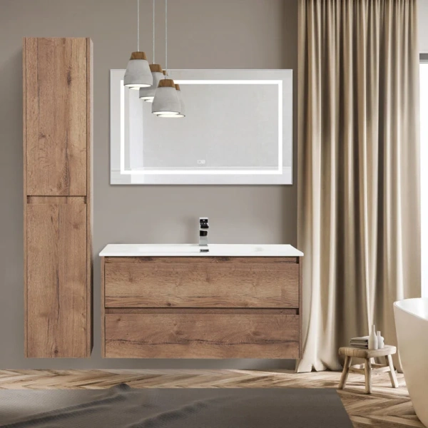 Зеркало с подсветкой BelBagno Kraft 110 см с подогревом сатин SPC-KRAFT-1085-685-TCH-WARM (детальная фотография), прямоугольные