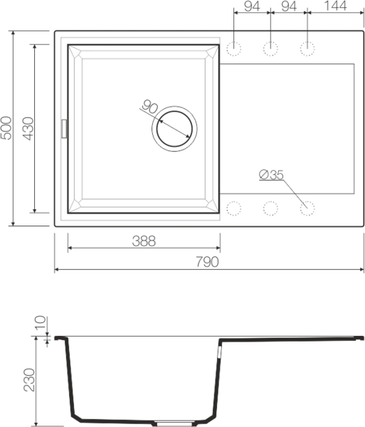 Мойка для кухни Omoikiri Sakaime 79-BL 79 см черная 4993276 (детальная фотография), из искусственного гранита