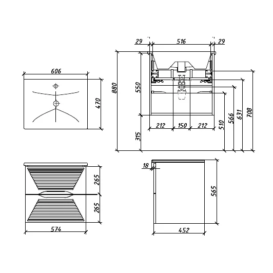 Тумба под раковину подвесная Caprigo Modo Terza 60 см скайрос 35611-RF15 (детальная фотография), светло-коричневая