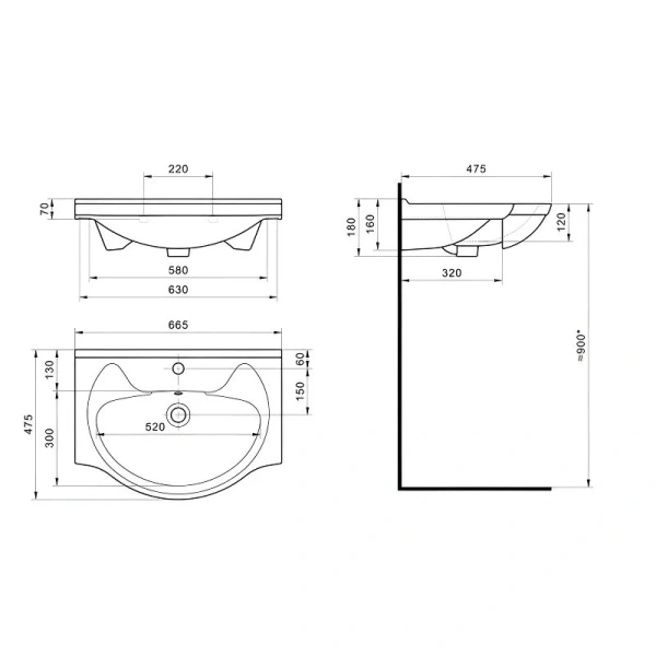 Раковина мебельная Misty Байкал 65 см белая 1.WH10.9.651 (детальная фотография), в наличии