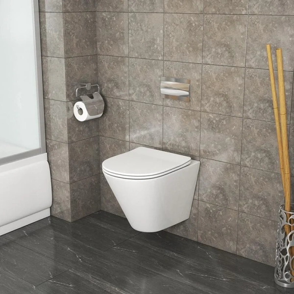 Унитаз подвесной Grossman с тонкой крышкой GR-4477S (детальная фотография), современные, hi-tech, круглые