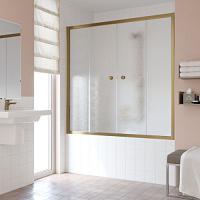 Душевая шторка на ванную профиль бронза стекло шиншилла Vegas-glass