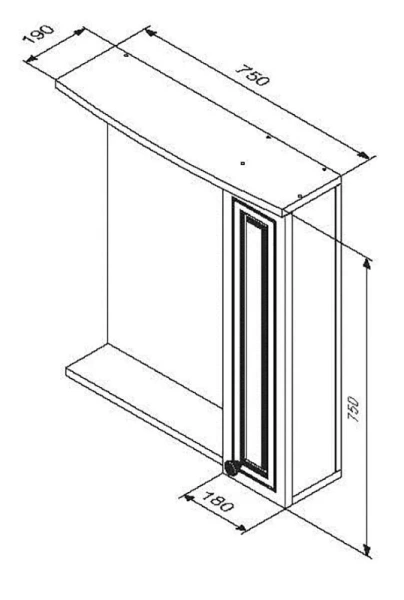 Зеркальный шкаф с подсветкой Damixa Palace One 75 см правый,  белый глянец M41MPR0751WG (детальная фотография), по запросу