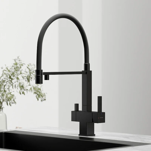 Смеситель для кухни Sancos Moro черный SC4006MB (детальная фотография), с 1 монтажным отверстием