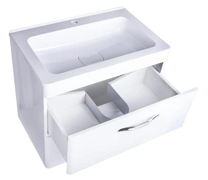 Тумба с раковиной подвесная Style Line Каре СС-00002269 70 см с двумя ящиками (детальная фотография), моноблок