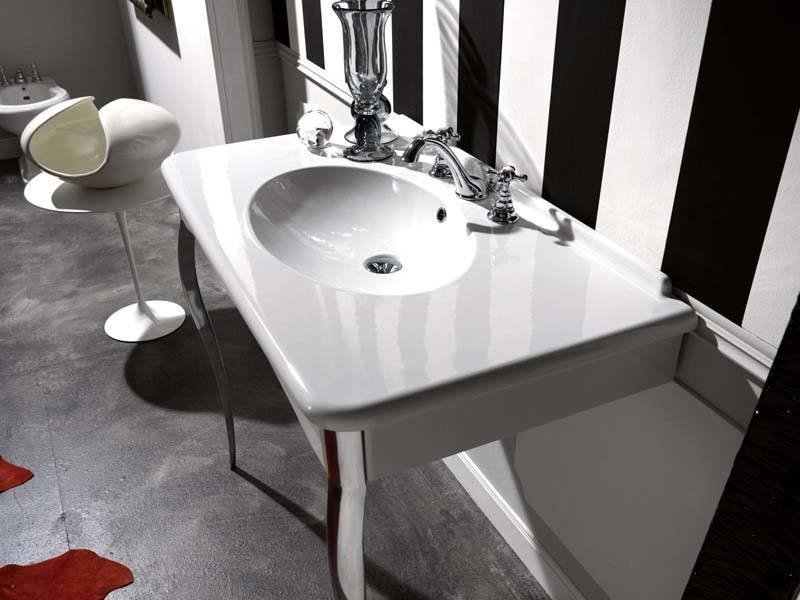 Раковина консоль Kerasan Retro белая 1049K0 bi*3 cr legs (детальная фотография), современные, hi-tech