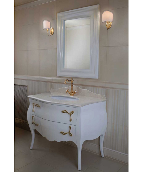 Тумба для раковины, цвет белый глянцевый, фурнитура золото, La Beaute Holly BHO116LBL.OR (детальная фотография), по запросу