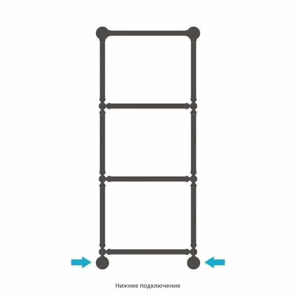 Полотенцесушитель водяной Сунержа Ренессанс 50х126 см без покрытия 00-0281-1250 (детальная фотография), лесенка, вертикальные