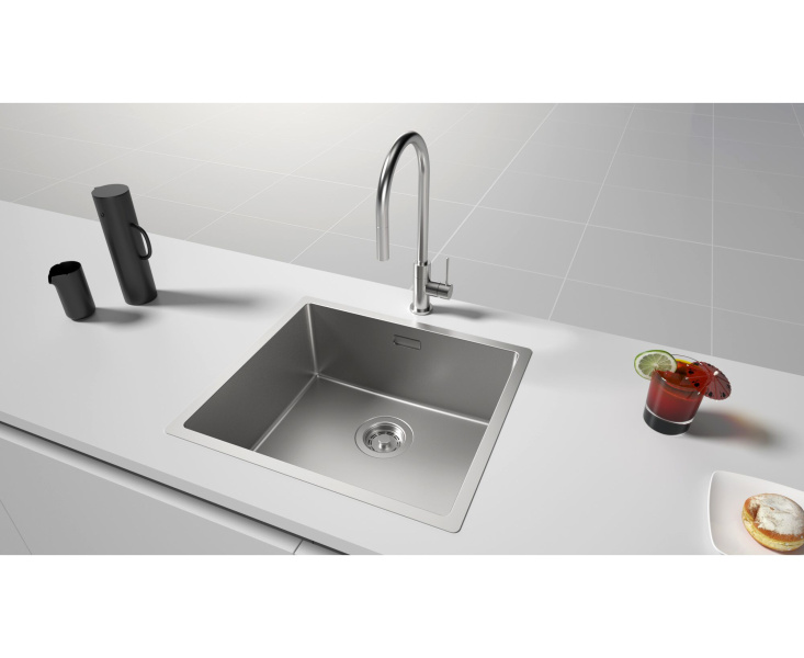 Мойка для кухни Paulmark Lassan 49 см нержавеющая сталь LA49-BS (детальная фотография), из нержавеющей стали, стальные, металлические