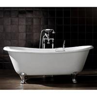 Ванна чугунная Devon & Devon Admiral 182х81 см без отверстий под смеситель, ножки алюминий полированный