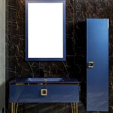 Тумба с раковиной напольная Boheme Lucido 770-080-BL 80 см насыщенный синий, низкие ножки