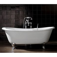 Ванна чугунная Devon & Devon Admiral 182х81 см без отверстий под смеситель, ножки алюминий полированный