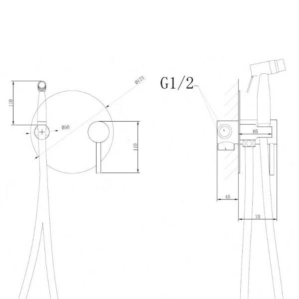 Гигиенический душ со смесителем Abber Emotion никель AF8826NG (детальная фотография), для туалета