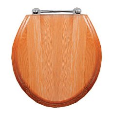 Сиденье для унитаза, массив дуба светлого цвета, фурнитура хром, Devon&Devon