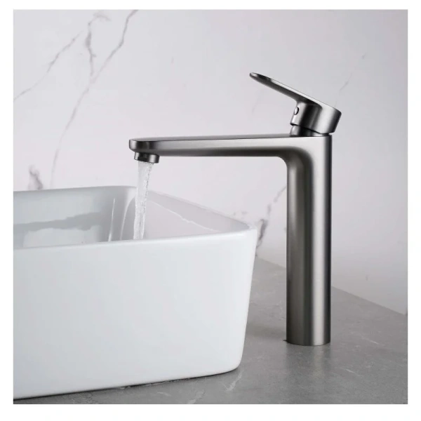 Смеситель для раковины Акватек Ника оружейная сталь AQ1804BGM (детальная фотография), на столешницу