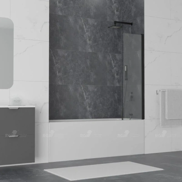 Шторка для ванны RGW Screens SC-056B 40x150 см профиль черный 351105640-14 (детальная фотография), стеклянные