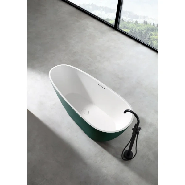 Ванна из искусственного камня Abber Dortmund 170x75 см темно-зеленая матовая AM9911MBG (детальная фотография), современныe, hi-tech