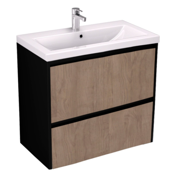 Тумба под раковину подвесная Velvex Klaufs 80 см черная/шатане tpKLA.80.2Y-617.217 (детальная фотография), по запросу