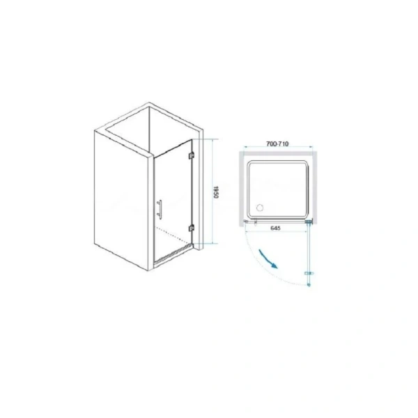 Душевая дверь в нишу RGW Hotel HO-011B 70 см профиль черный, прозрачное стекло 350601107-14 (детальная фотография)