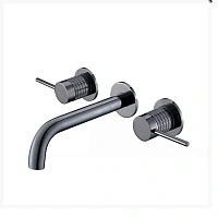 Смеситель для раковины Vincea Groove вороненая сталь