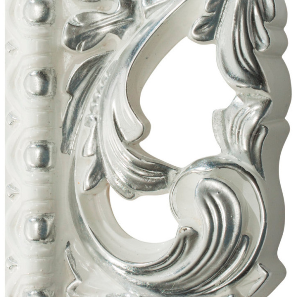 Зеркало овальное с фацетом, цвет белый глянец с серебром, Tessoro Isabella 76 TS-10210-W/S (детальная фотография), по запросу