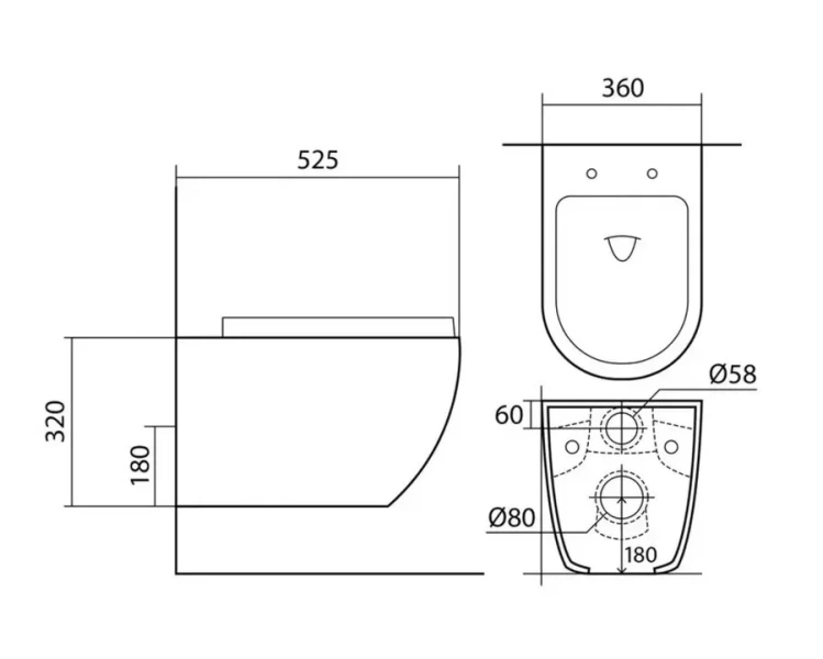 Унитаз подвесной Акватек Европа черный матовый AQ1901-MB (детальная фотография), современные, hi-tech