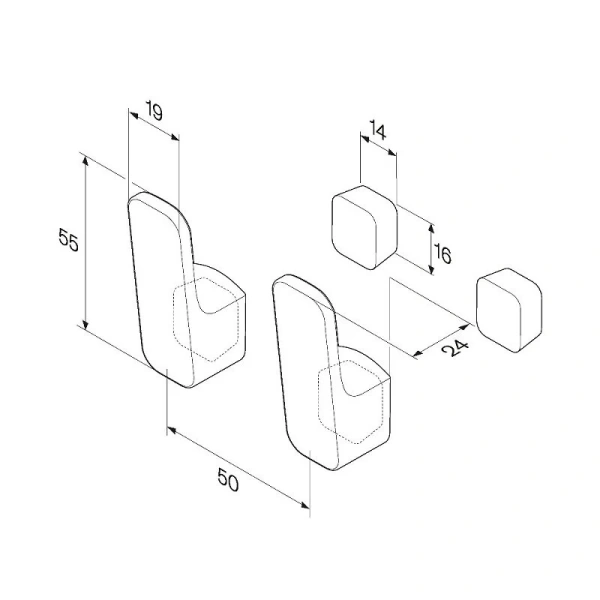 Крючок для ванной Am.Pm Func A8F356 прямоугольный (детальная фотография), современные, hi-tech