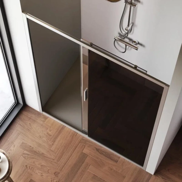 Душевая дверь в нишу AM.PM Gem Solo 140 см профиль хром стекло тонированное W90G-140-1-195MG (детальная фотография), нет в наличии