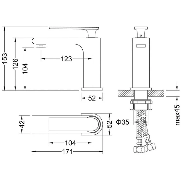 Смеситель для раковины Timo Anni, черный матовый 2761/03F (детальная фотография), для раковины