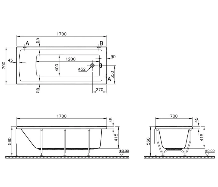 Ванна акриловая VitrA Neon 170x70 см 52530001000 (детальная фотография), акриловые index_1