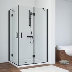 Душевой уголок профиль черный глянцевый стекло шиншилла Vegas-glass