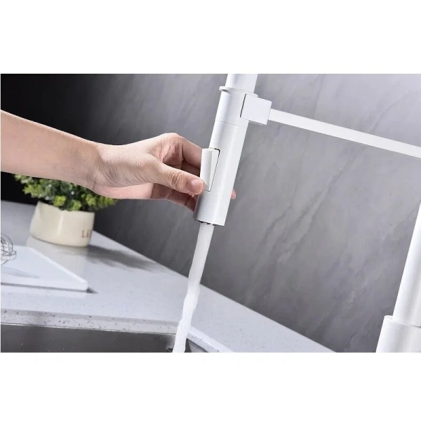 Смеситель для кухни Paulmark Halt белый матовый Ha214021-431 (детальная фотография), на мойку, на столешницу
