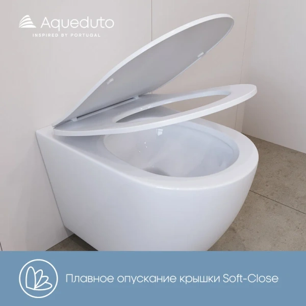 Унитаз подвесной Aqueduto Ovo Plus белый матовый OVOT0220 (детальная фотография), без бачка, со скрытым бачком