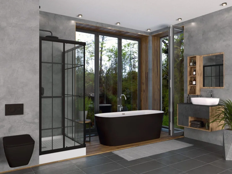 Ванна акриловая Grossman 150x70 см черная GR-2701B (детальная фотография), без гидромассажа, маленькие