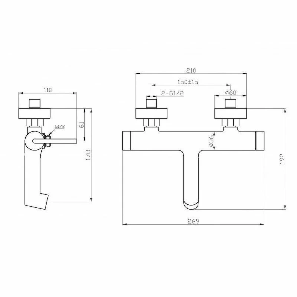 Смеситель для ванны Belbagno Acqua хром ACQUA-VASM-CRM (детальная фотография), для ванны