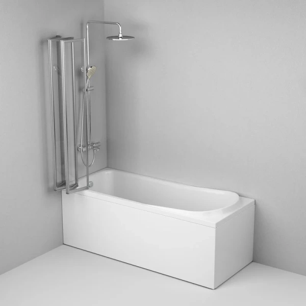 Шторка для ванны Am.Pm Like 100х140 см поворотно-складная, стекло прозрачное W80BS-100-140CT (детальная фотография), 100 см