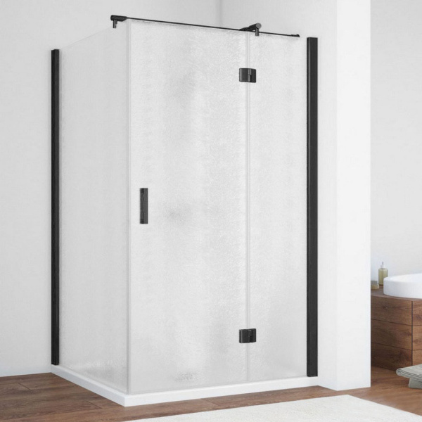 Душевой уголок профиль черный глянцевый стекло шиншилла Vegas-glass AFP-Fis 120*100 02Г 02 R (детальная фотография)