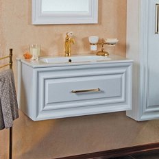 Тумба под раковину, цвет белый матовый, фурнитура золото, La Beaute Cornelia
