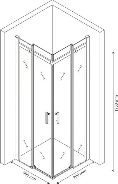 Душевой уголок BERGES Melita 90x90 см профиль хром сильвер 061028 (детальная фотография), современные, hi-tech