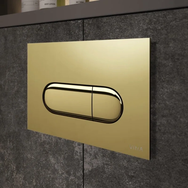 Клавиша смыва VitrA Root Round золото 740-2224 (детальная фотография), слив эконом-стандарт с двумя клавишами