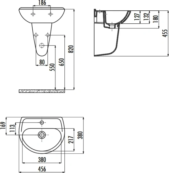 Раковина Creavit Oval 45 см белая TP145-00CB00E-0000 (детальная фотография), современные, hi-tech