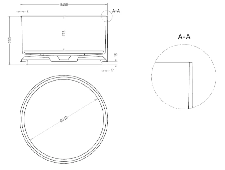 Раковина Salini Armonia Round 02 45 см круглая 130412G (детальная фотография), современные, hi-tech