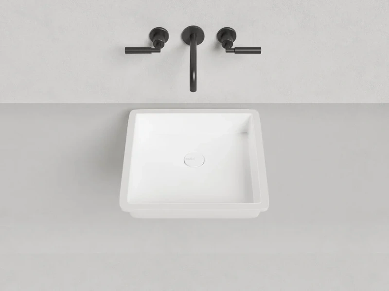 Раковина Salini Marea 07 42 см в цвете по RAL 1802207MF (детальная фотография), прямоугольной формы