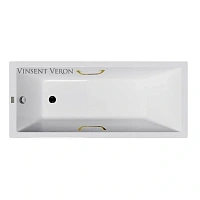 Чугунная ванна Vinsent Veron Square VSQ1407045H/VH0012GD, 140 x 70 см, ручки золото, цвет белый