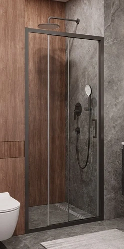 Душевая дверь в нишу Cezares Molveno 90 см стекло прозрачное профиль оружейная сталь - фото 3